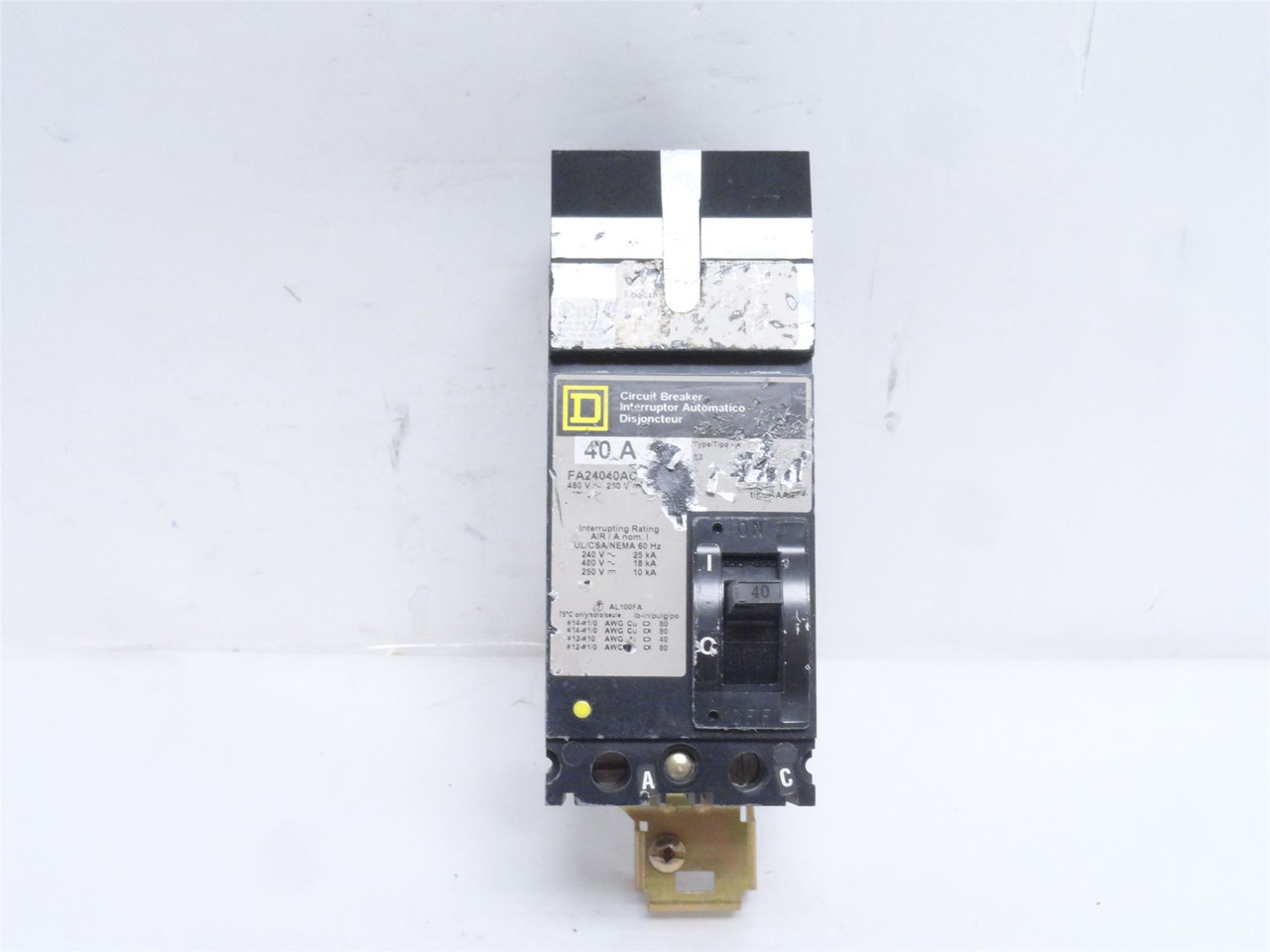 Square D FA24040AC; Circuit Breaker; 40A; 2P; 240/480VAC
