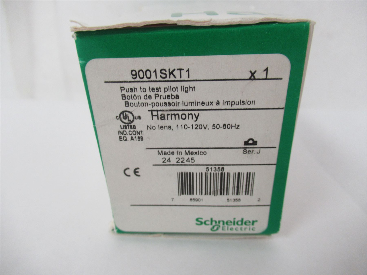 Schneider 9001SKT1; Pilot Light Push To Test 110V to 120V AC