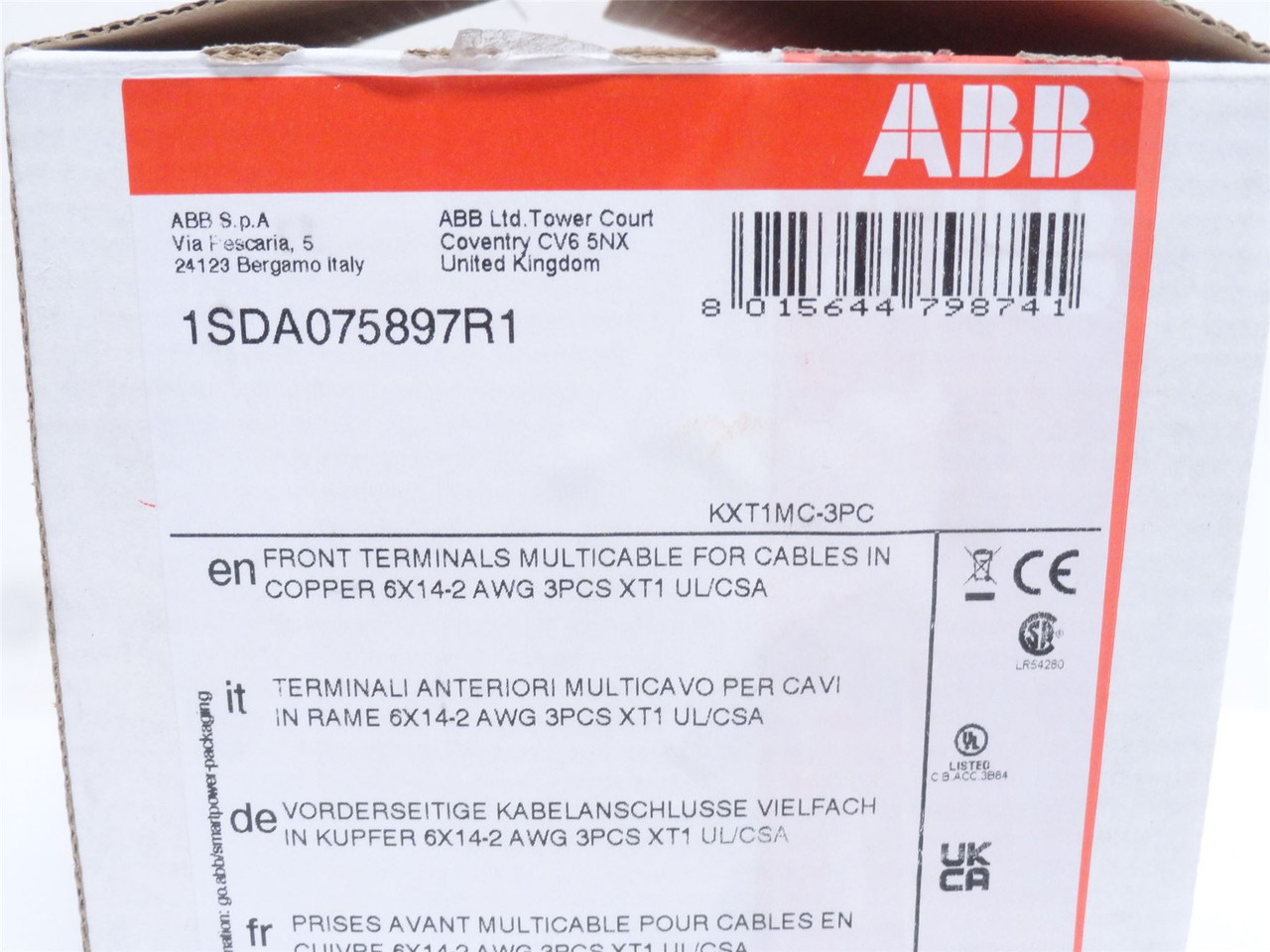 ABB 1SDA075897R1; XT1 Terminal Option; "MC" Distribution Lugs