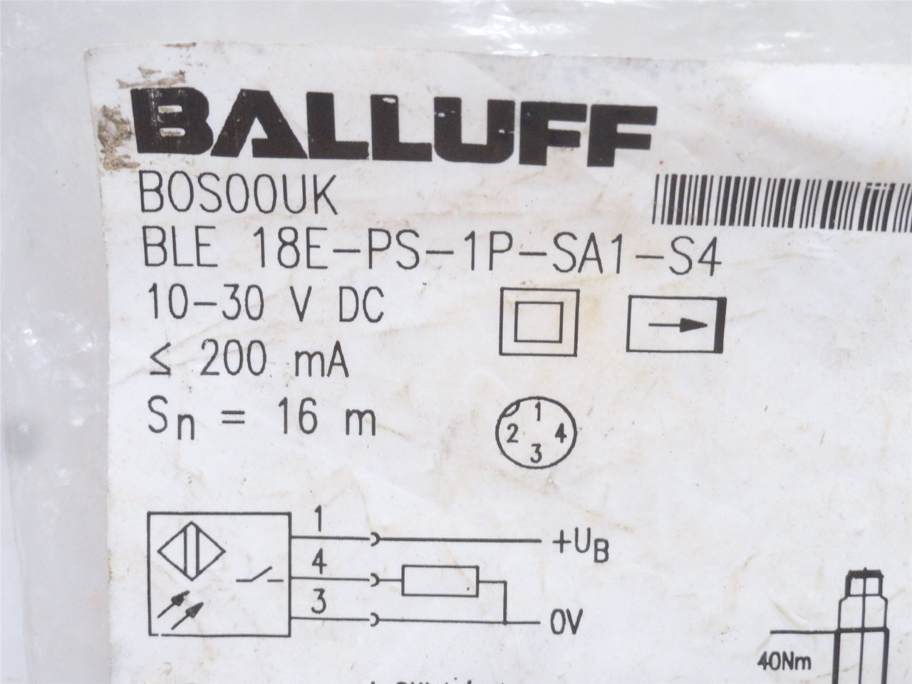 Balluff BLE 18E-PS-1P-SA1-S4; Photo-Sensor BOS00UK; 10-30VDC