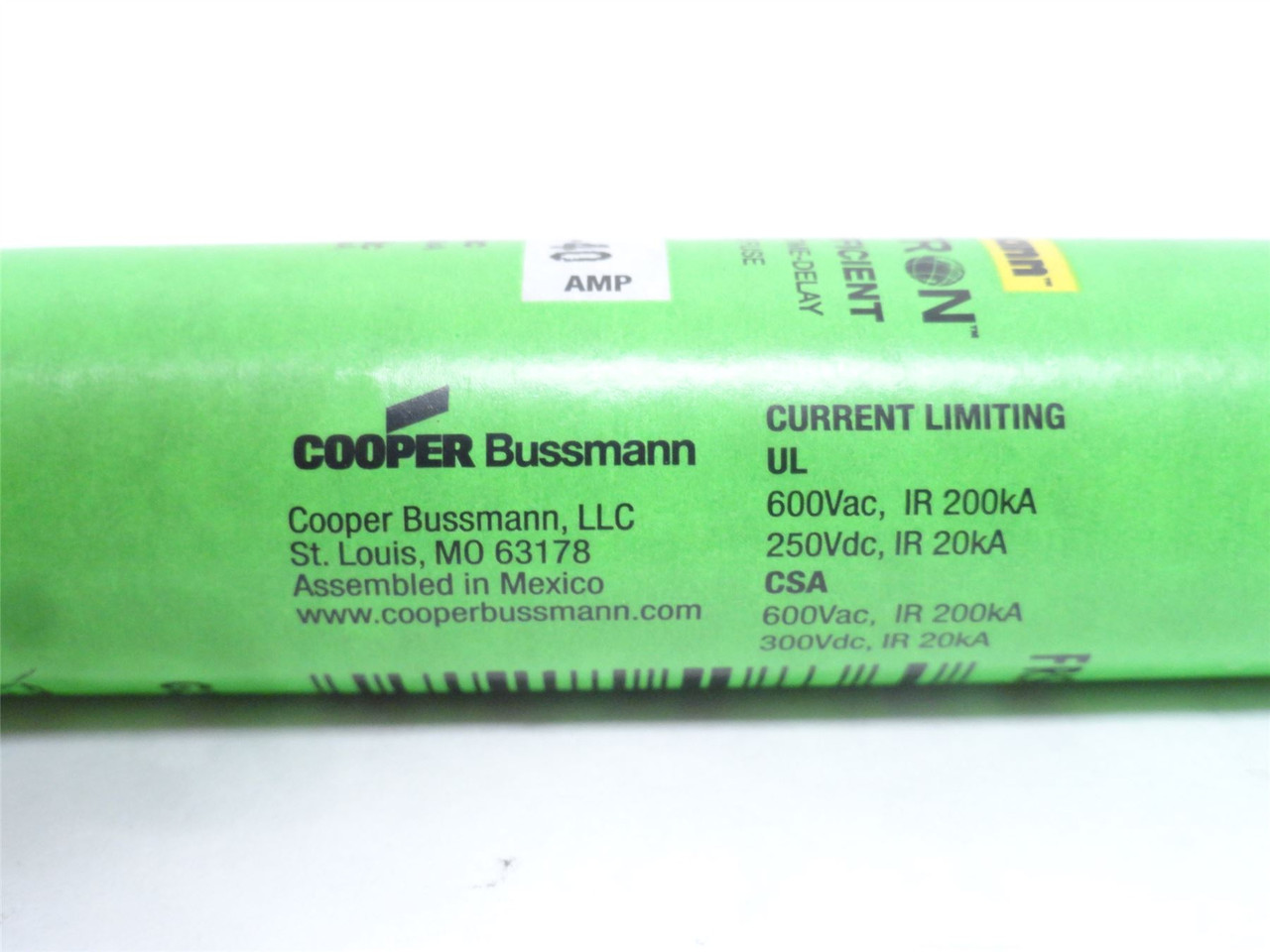 Bussmann FRS-R-40; Time Delay Fuse; 40A; 600VAC/250VDC