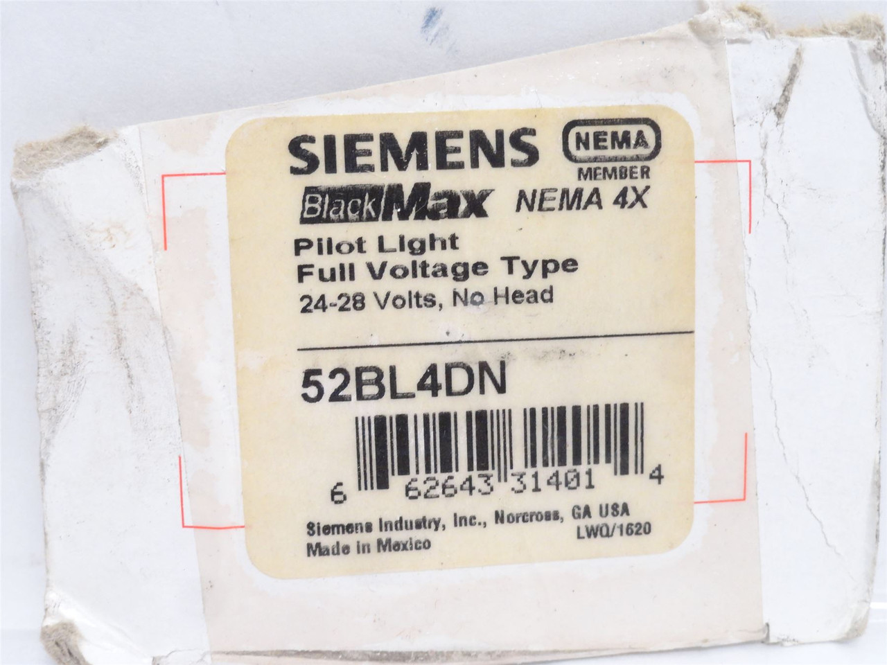 Siemens 52BL4DN; Indicating Incandescent Lamp; 24VAC/DC; 30mm