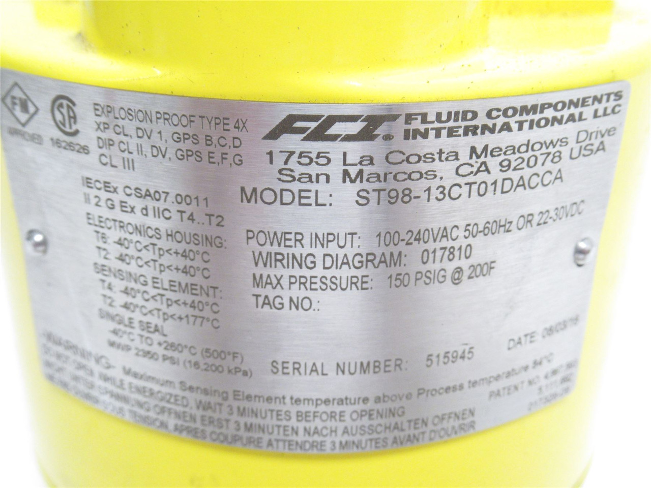 FCI ST98-13CT01DACCA; Level Sensor 100-240VAC