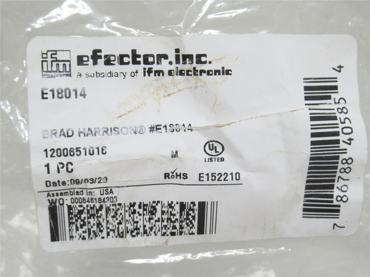 ifm E18014; Micro DC Connector; 4-Wire; 22 AWG; 5m Wire
