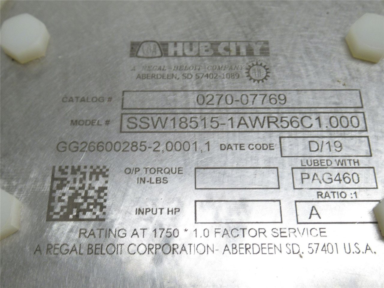 Hub City 0270-07769; Gearbox; SS; RA; 15:1 Ratio; 5/8" Input