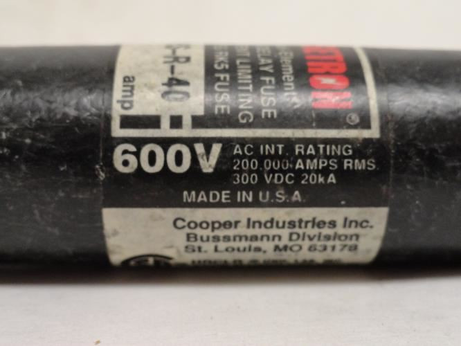 Bussmann FRS-R-40; Time Delay Fuse; 40A; 600VAC; 250VDC
