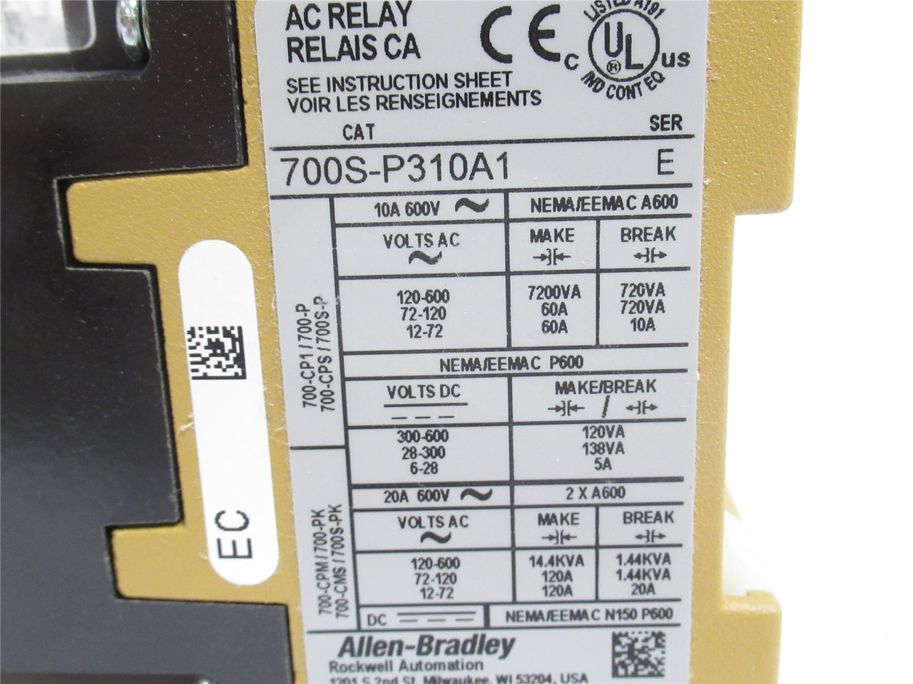 Allen-Bradley 700S-P310A1; Safety Relay 10A 115/120VAC