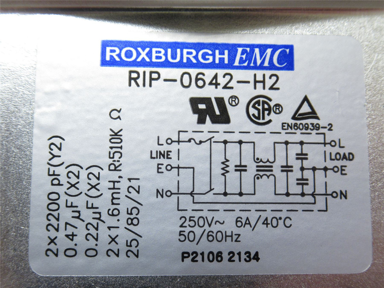 Roxburgh RIP-0642-H2; IEC Inlet Feeder; 6A; 250VAC