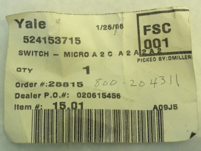 Yale 524153715; Switch Assembly