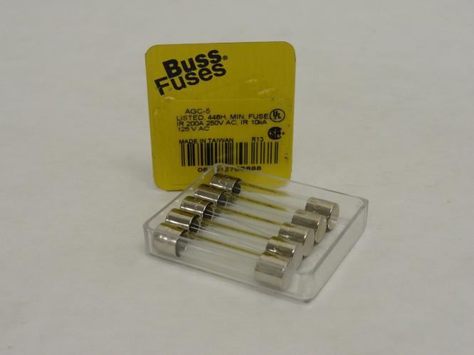 Bussmann AGC-5; Box-5; Fast Acting Glass Fuse 5A; 250VAC