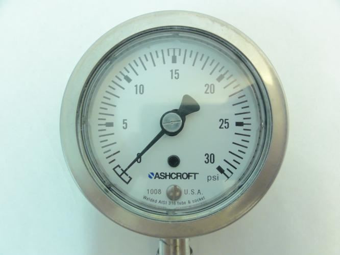 Ashcroft 631008S02L30; Pressure Gauge; 2.5" Size; 1/4" NPT