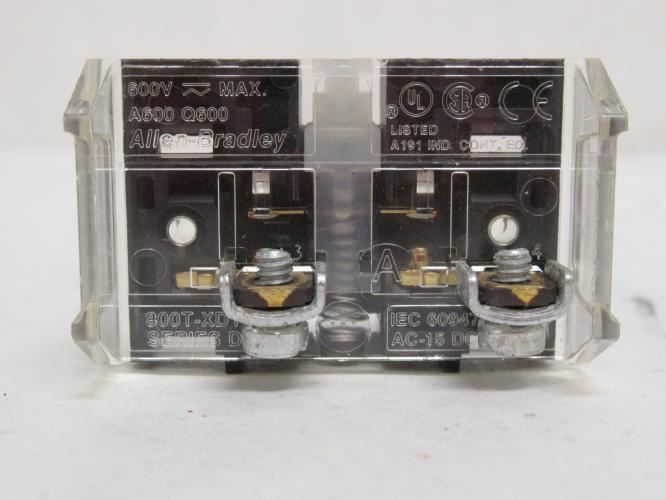 Allen-Bradley 800T-XD1; Contact Block; 1-NO; 30mm; 600VAC
