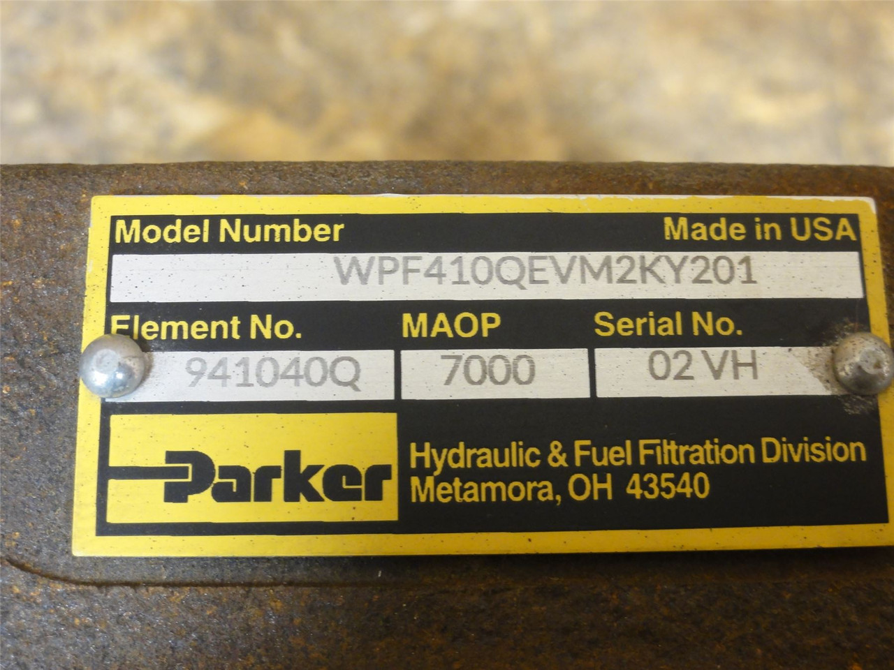 Parker WPF410QEVM2KY201; High Pressure Inline Filter; 7000PSI