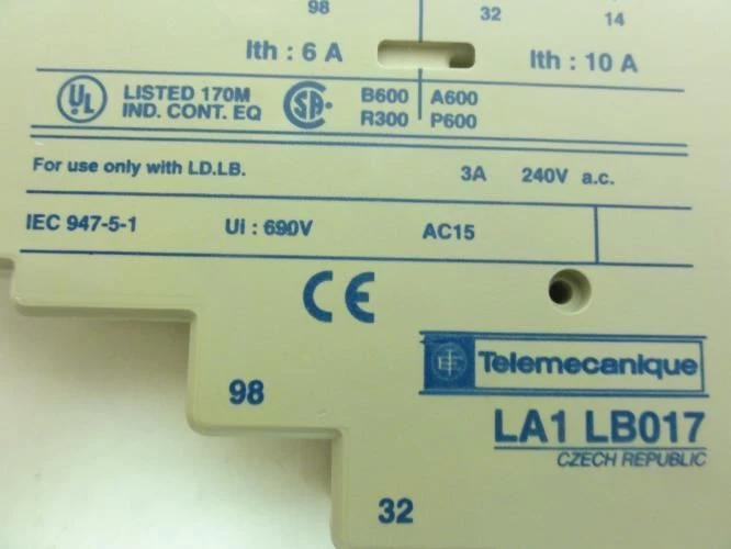 Telemecanique LA1LB017; Aux Contact Block; 2NO+1NC; 3A; 240VAC