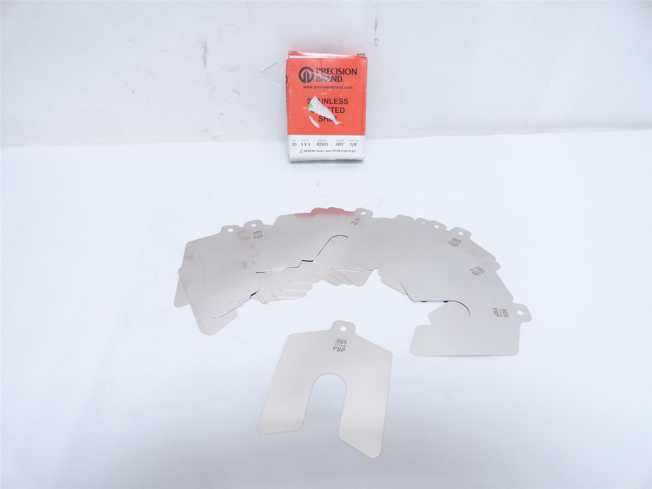 Precision 42325; Lot-20; Slotted Shim; SS; 0.005" Gauge