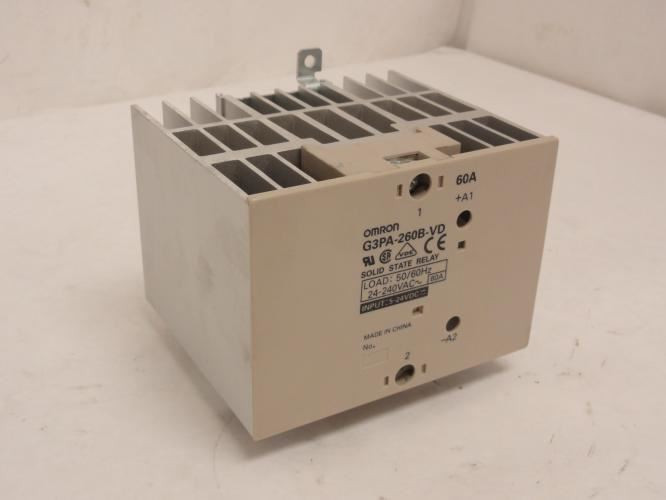 Omron G3PA-260B-VD-DC5-24; SSR W/Heatsink; 60A; 240VAC/24VDC