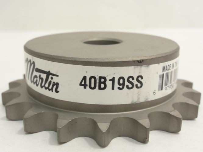 Martin 40B19SS-5/8NK; Sprocket # 40; 19T; 5/8"ID; SS; NO KEYWAY