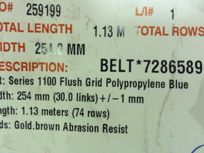 Intralox 7286589; Conveyor Belt; 1.13 M Length; 254mm Width