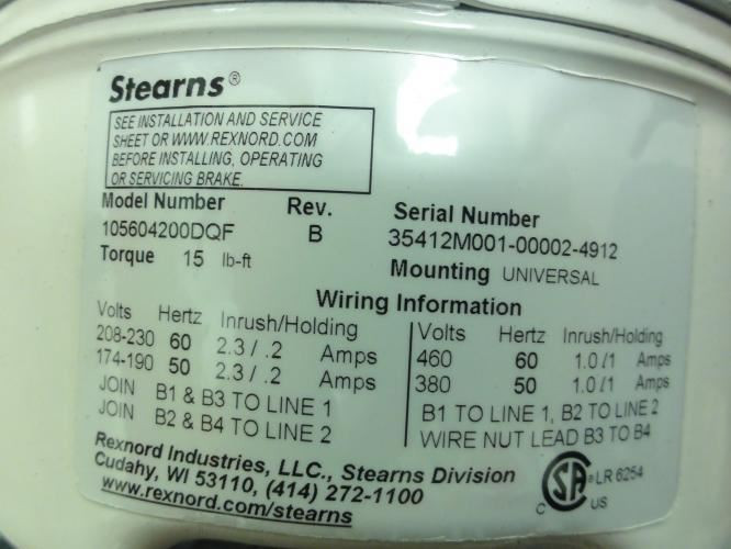 Sterling Electric T-MTR4465; Brake Motor 3Hp; 230/480V; 1760Rpm