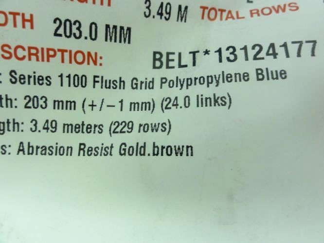 Intralox 13124177; Conveyor Belt; 3.49 M Length; 203mm Width