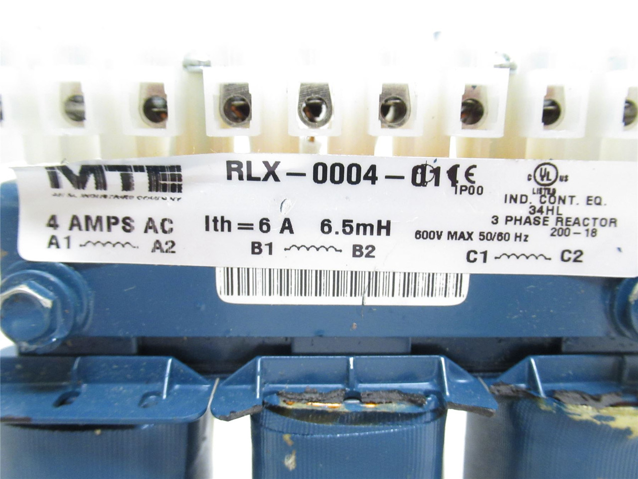 MTE RLX-0004-011; Line Reactor; 4 Amps; 600VAC; 3 Phase