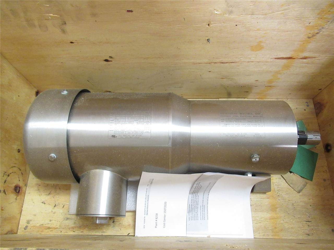 Sanifan SF2F10N04B1G; Gear Motor 9:1 Ratio; 3HP SS 230-460VAC
