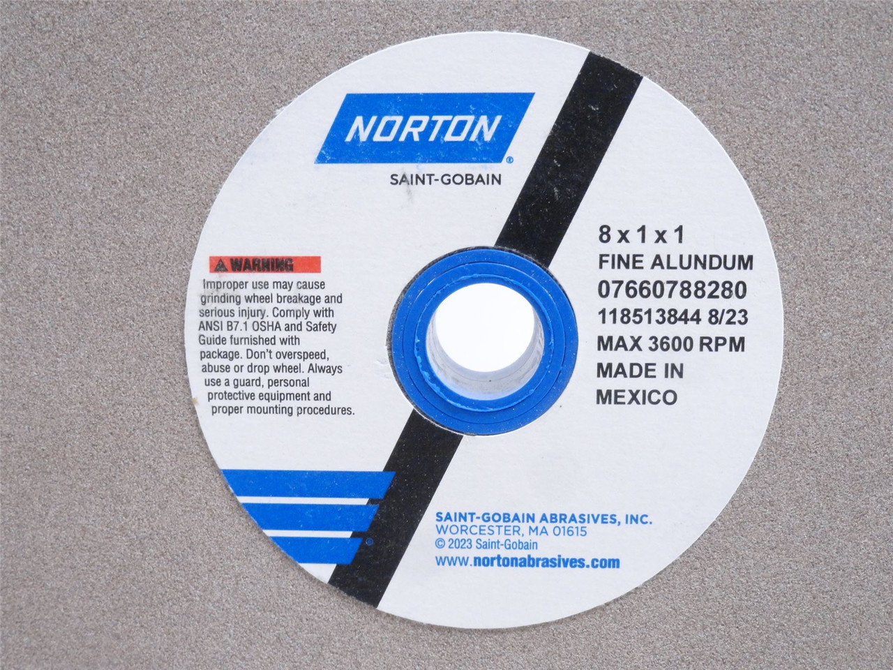 Norton 88280; Gemini Alundum Fine 100/120 Bench Wheel; 8"OD