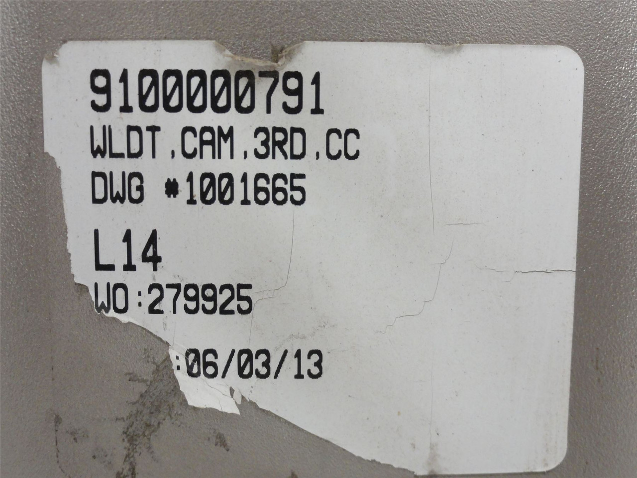 Marel 9100000791; Bracket; WLDT; CAM; 3RD; CC; 1001665