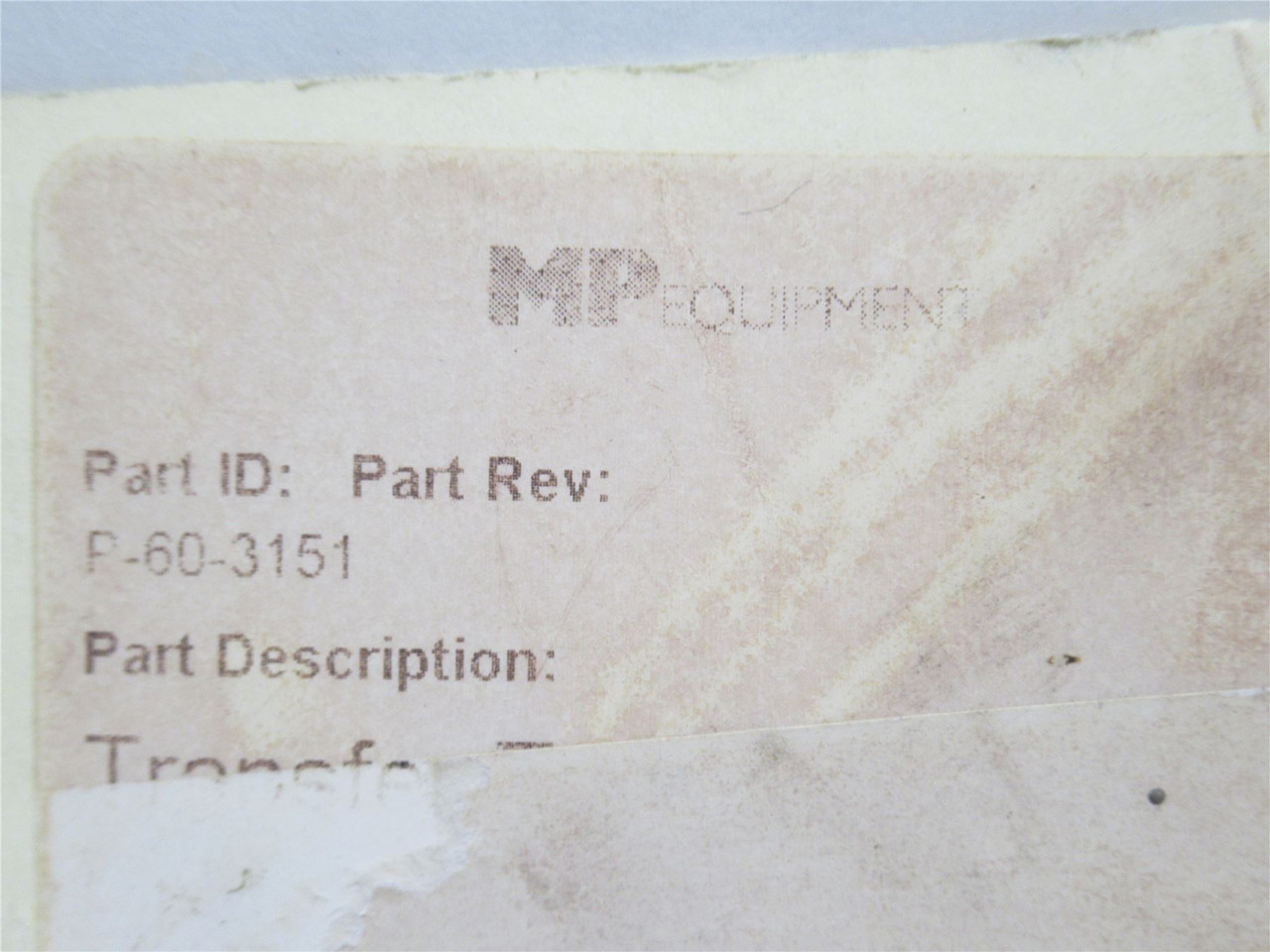 MP Equipment P603151; Transfer Tower; X Axis; SS; 80mmID
