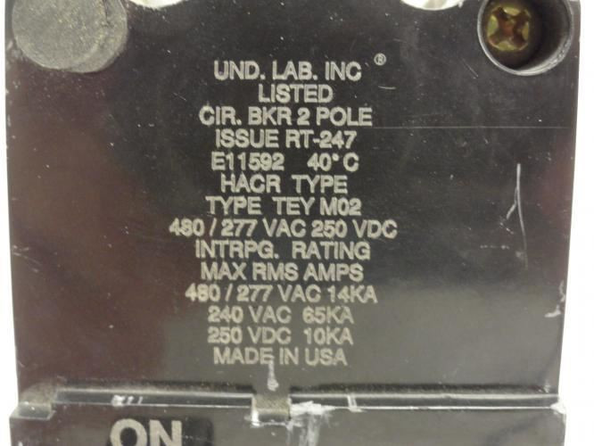 GE TEYM0220; Circuit Breaker; 20A; 2P; 277/480VAC; Bolt-On