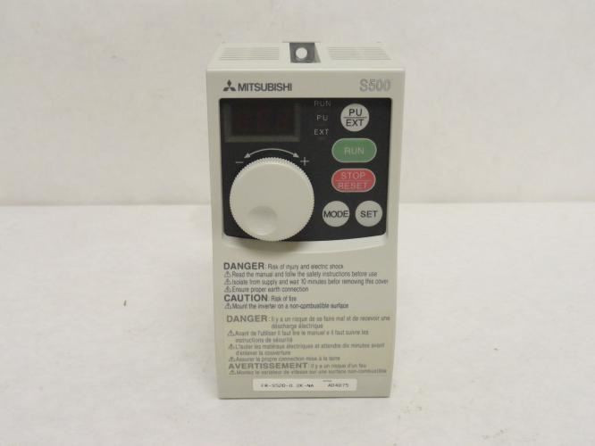 Mitsubishi FR-S520-0.2K-NA; Inverter 1/4Hp 200-240VAC; 2.6/2.4A