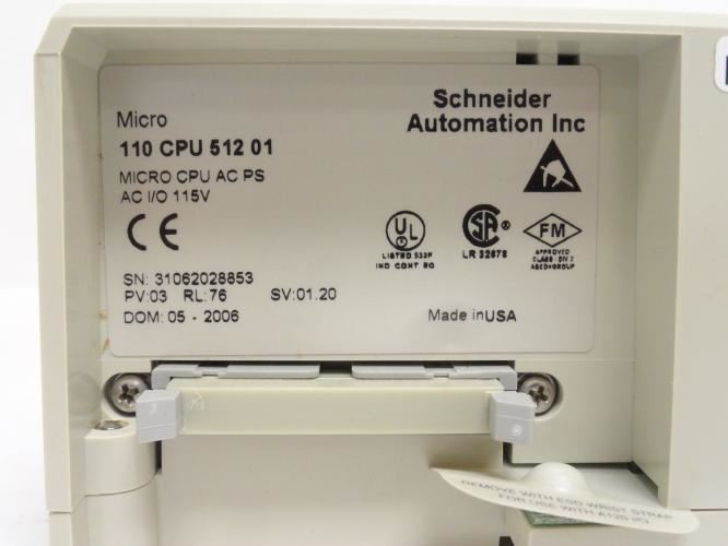 Schneider 110-CPU-512-01; Micro CPU Module; 115VAC