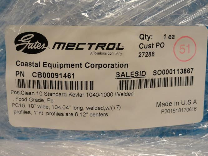 Gates CB00091461; PosiClean Conveyor Belt 10" Wide; 104.4" Long