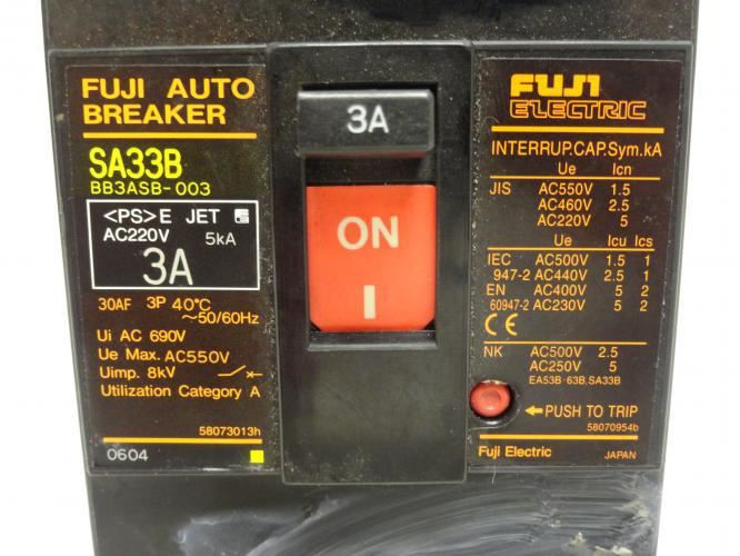 Fuji BB3ASB-003; Circuit Breaker; 3A; SA33B/3; 3P; 690VAC