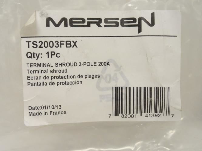 Mersen TS2003FBX; Bag-3 Terminal Shroud; 3 Pole; 200 Amps