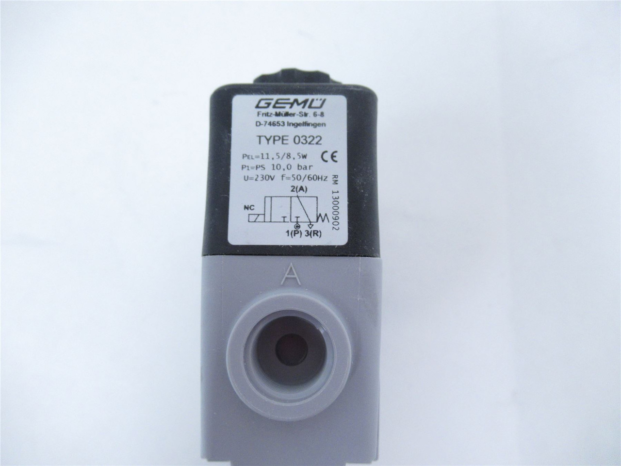 Gemu 322; Solenoid Valve 3/2 Way 230VAC 50/60Hz