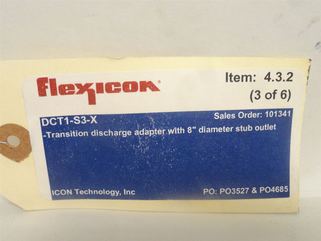 Flexicon DCT1-S3-X; Transition Discharge; 8" Stub Outlet 3/2HP