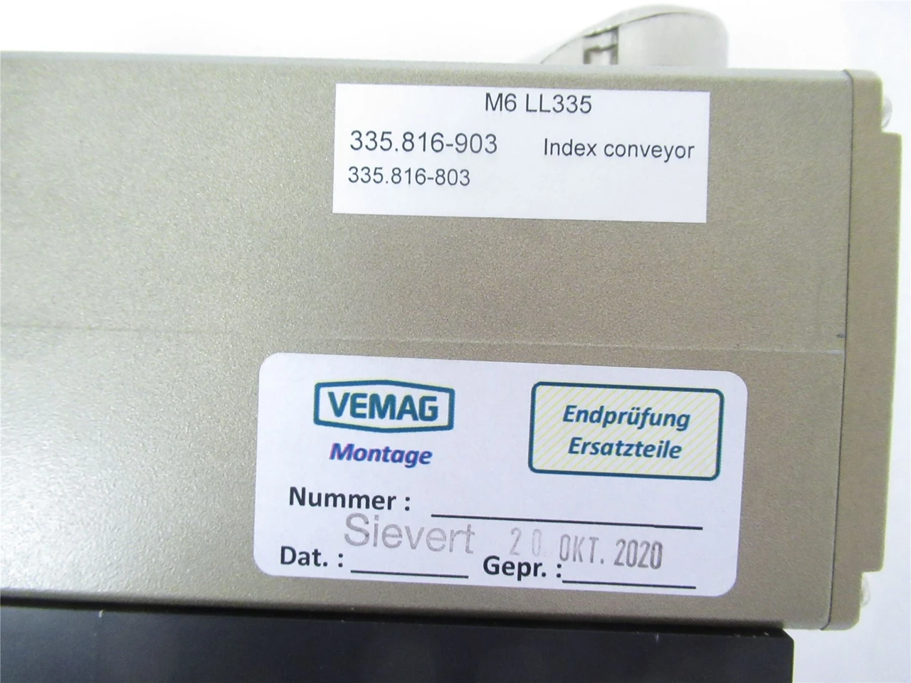 Vemag 335.816-903; Conveyor Index Motor (see photos)