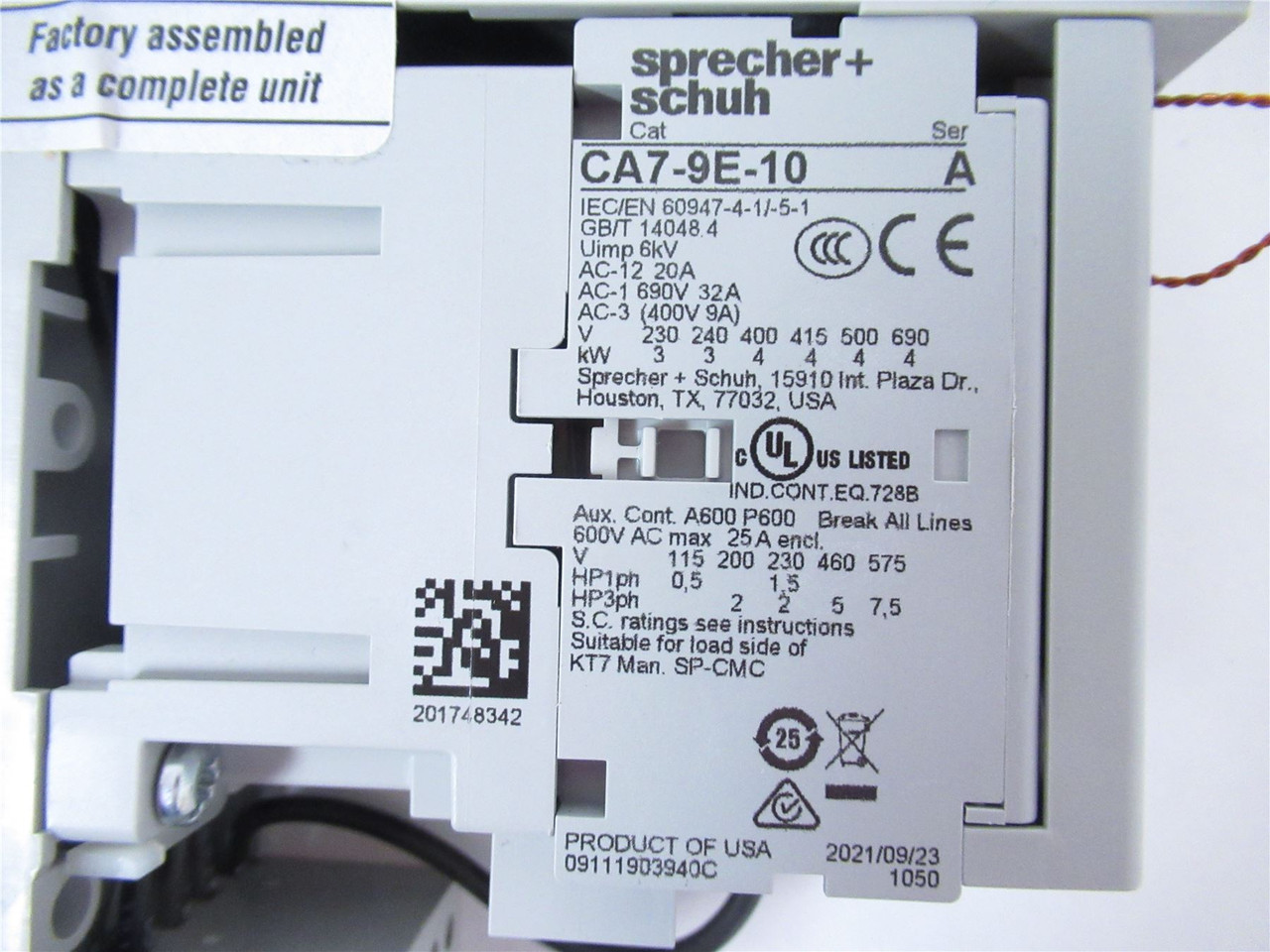 Sprecher+Schuh KTA7-25S-1.6A/CA7-9E-10; Manual Starter 1-1.6A