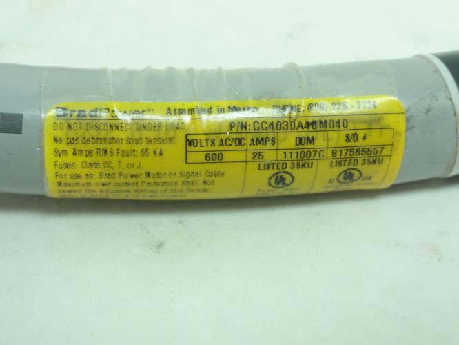 Woodhead 1300640206; Quick Double Ended Cordset; CC4030A48M040