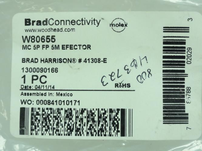 Woodhead W80655; Straight Connector; Female; 300V; 5m Wire