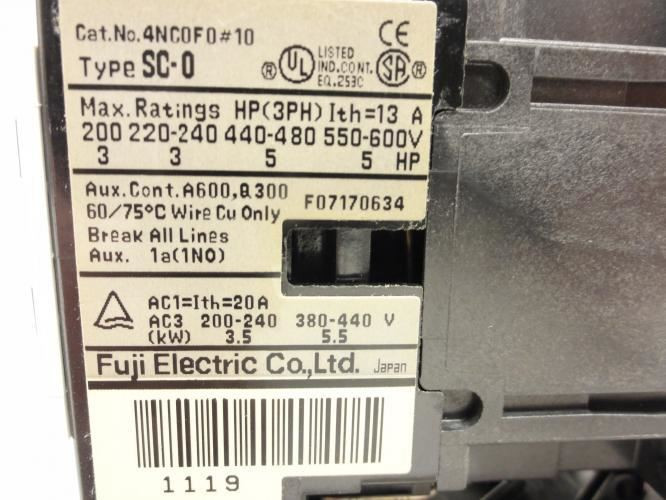 Fuji SW-0/2E; Starter 2.8-4.2A 3P 600V Coil: 110/120V