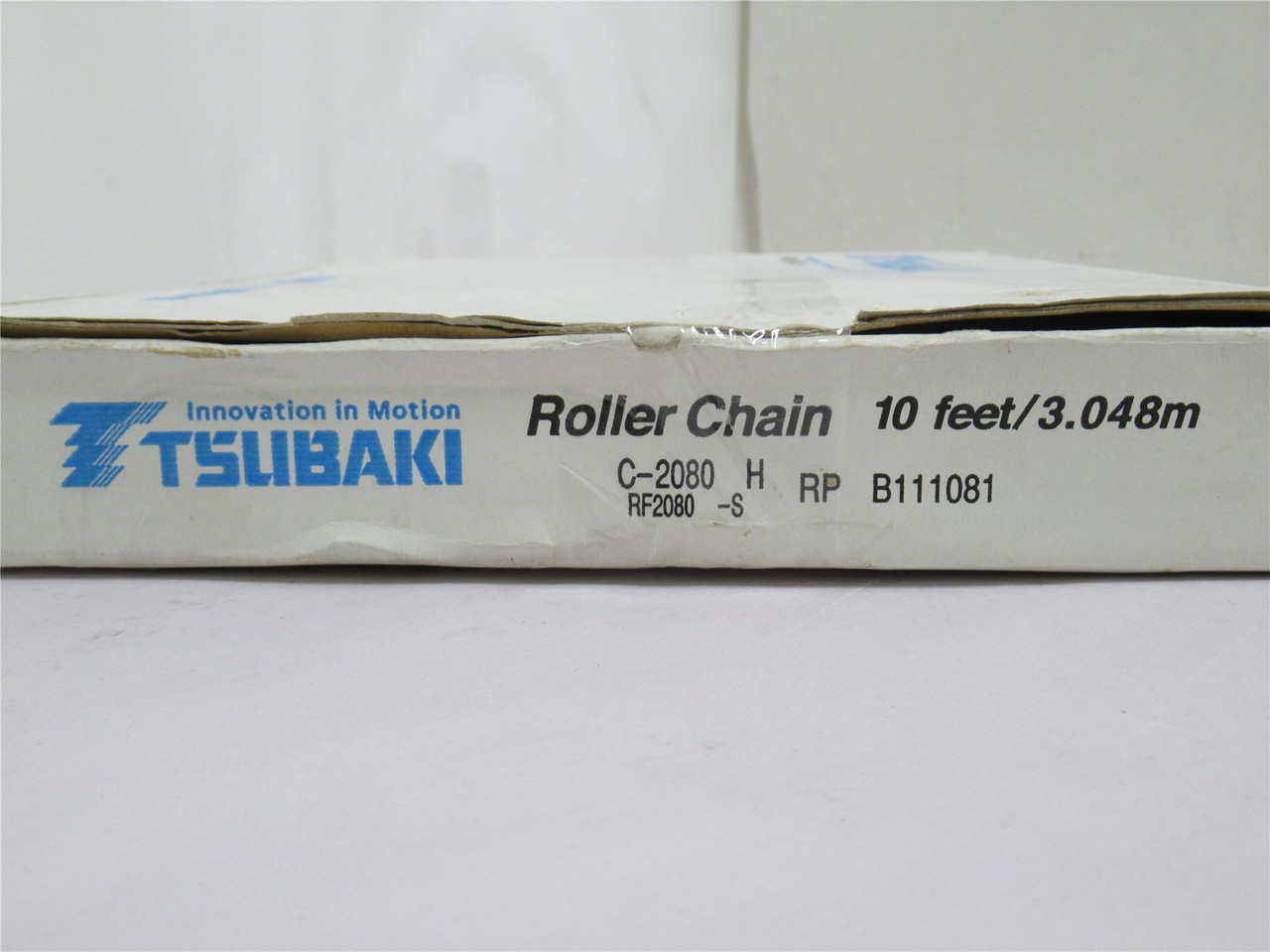 Tsubaki C2080HR-10; Steel Riveted Pin Chain #80; 10' Long