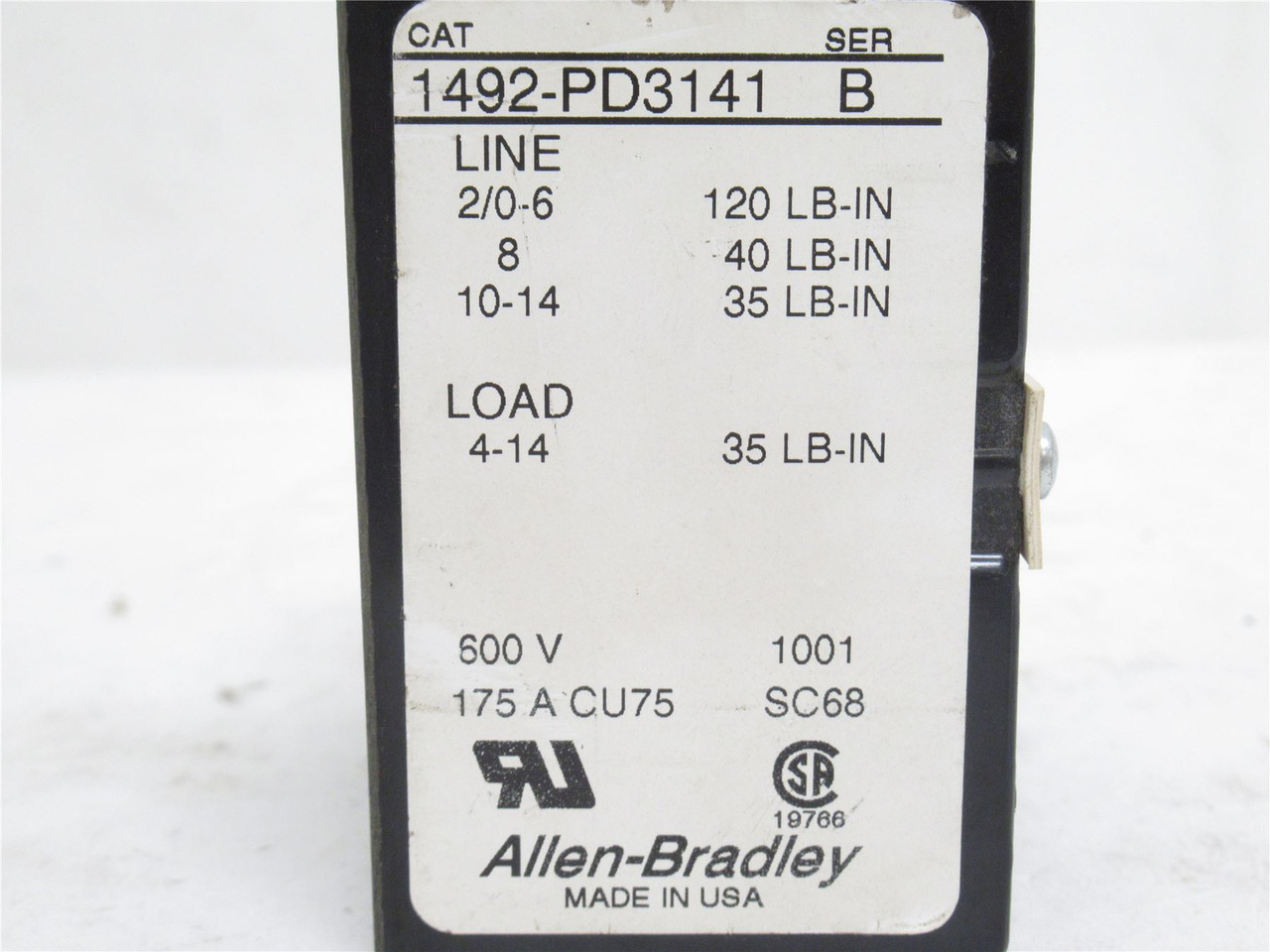 Allen-Bradley 1492-PD3141; Distribution Block; 175A; 600VAC