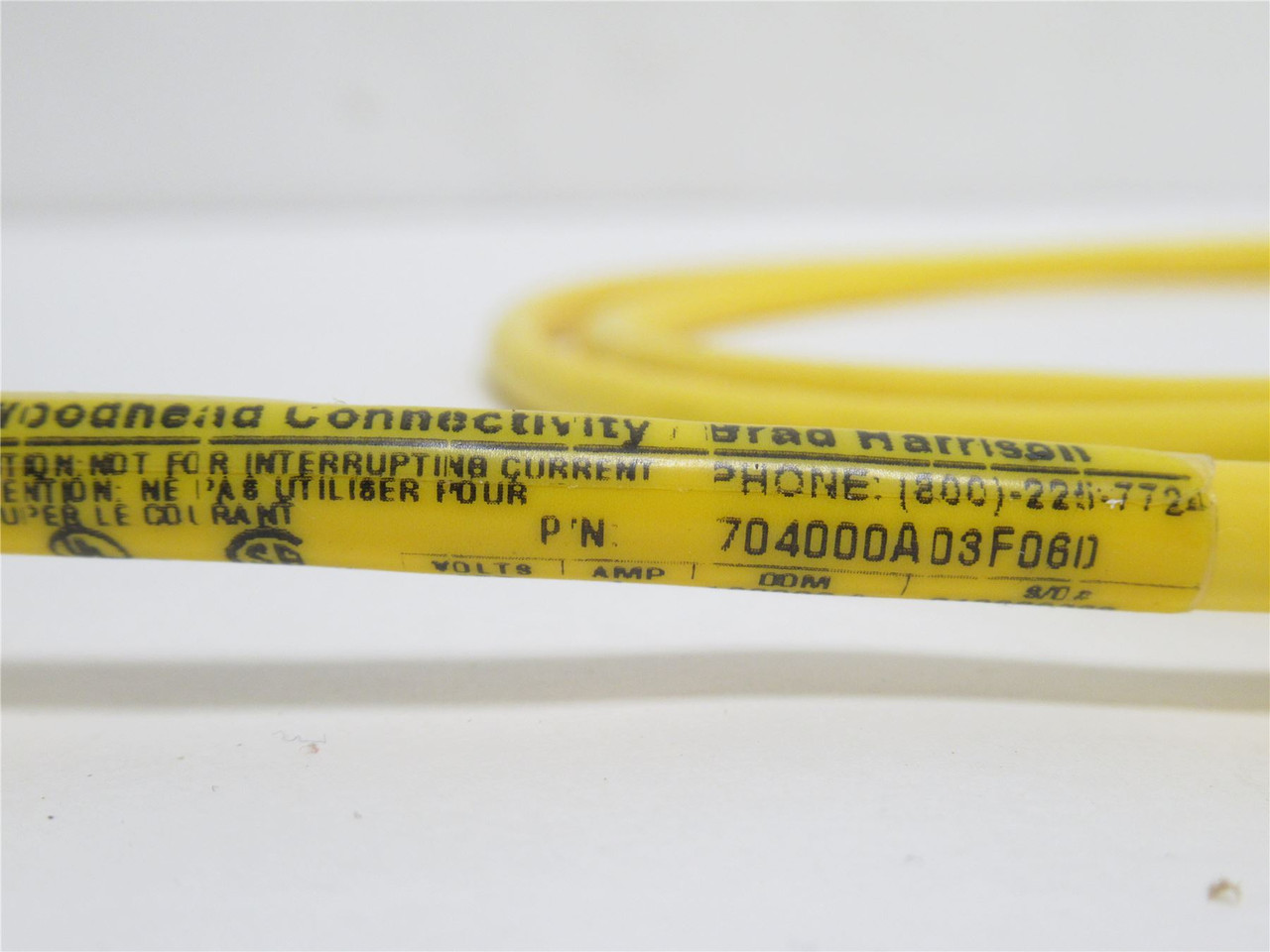 Woodhead 1200720334; Single-Ended Cordset; 4 Pole; 600V. 4 Amp