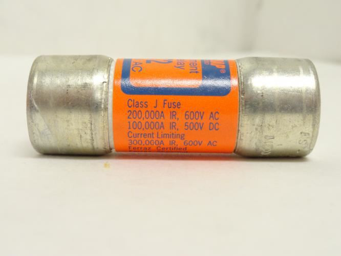 Ferraz AJT2; Dual Element Time Delay Fuse; 2A; 600VAC