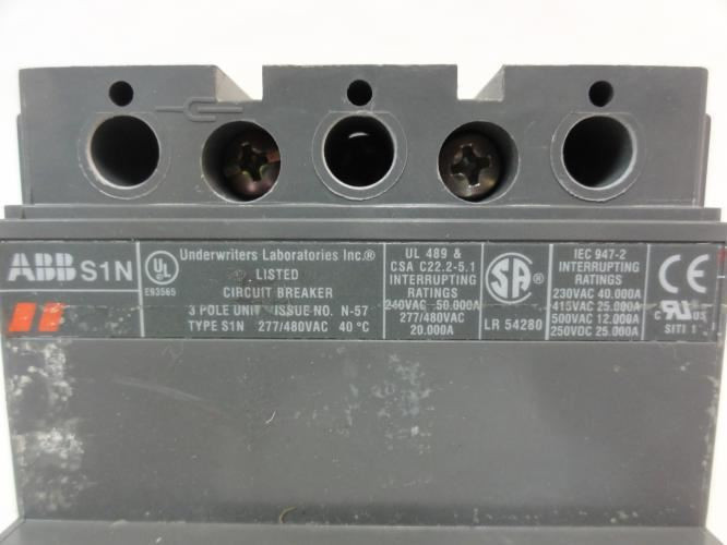 ABB S1N040TLA; Circuit Breaker; 40A; 3P; 277/480VAC