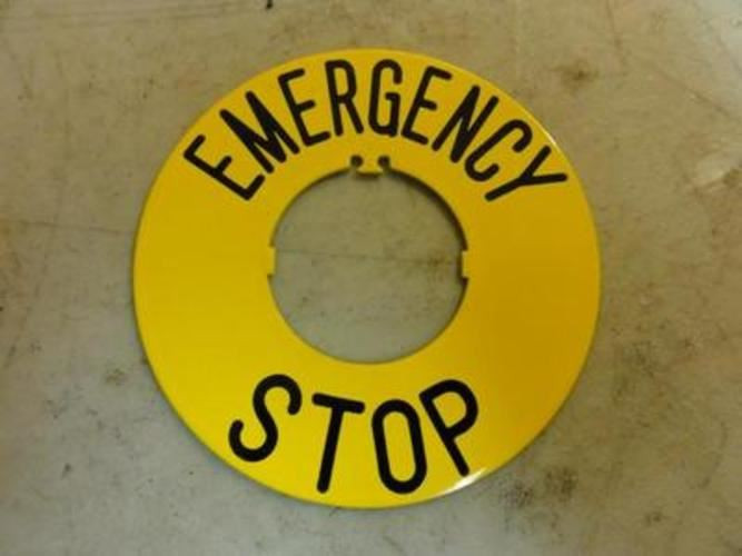 MFG- MDL-Unkn38506; LOT-2; Emergency Stop Plate; 2-3/4" OD; 1-3/16"ID
