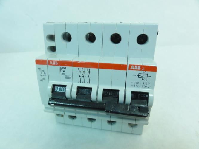 ABB S263-D4; Circuit Breaker 4A 3P 277/480VAC