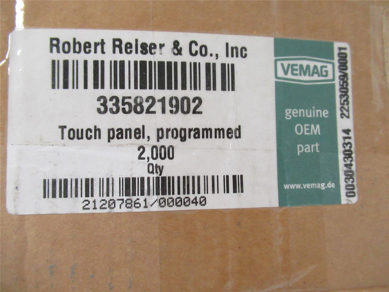 Vemag 355821902; Touch Panel W/SW V00.00.002